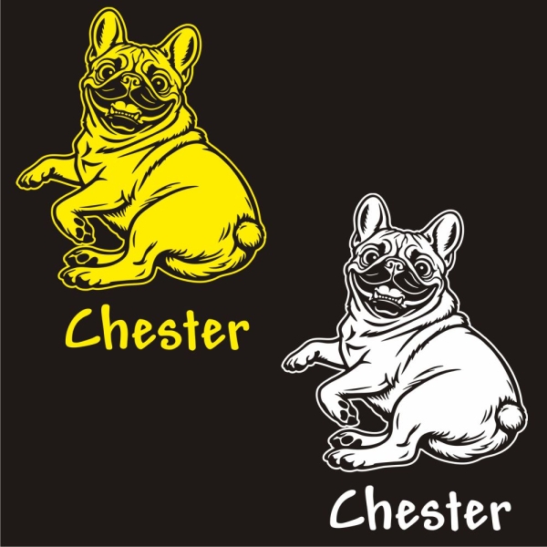 Französische Bulldogge lustig Name Autoaufkleber Auto Aufkleber Sticker Hund Pfoten A4306